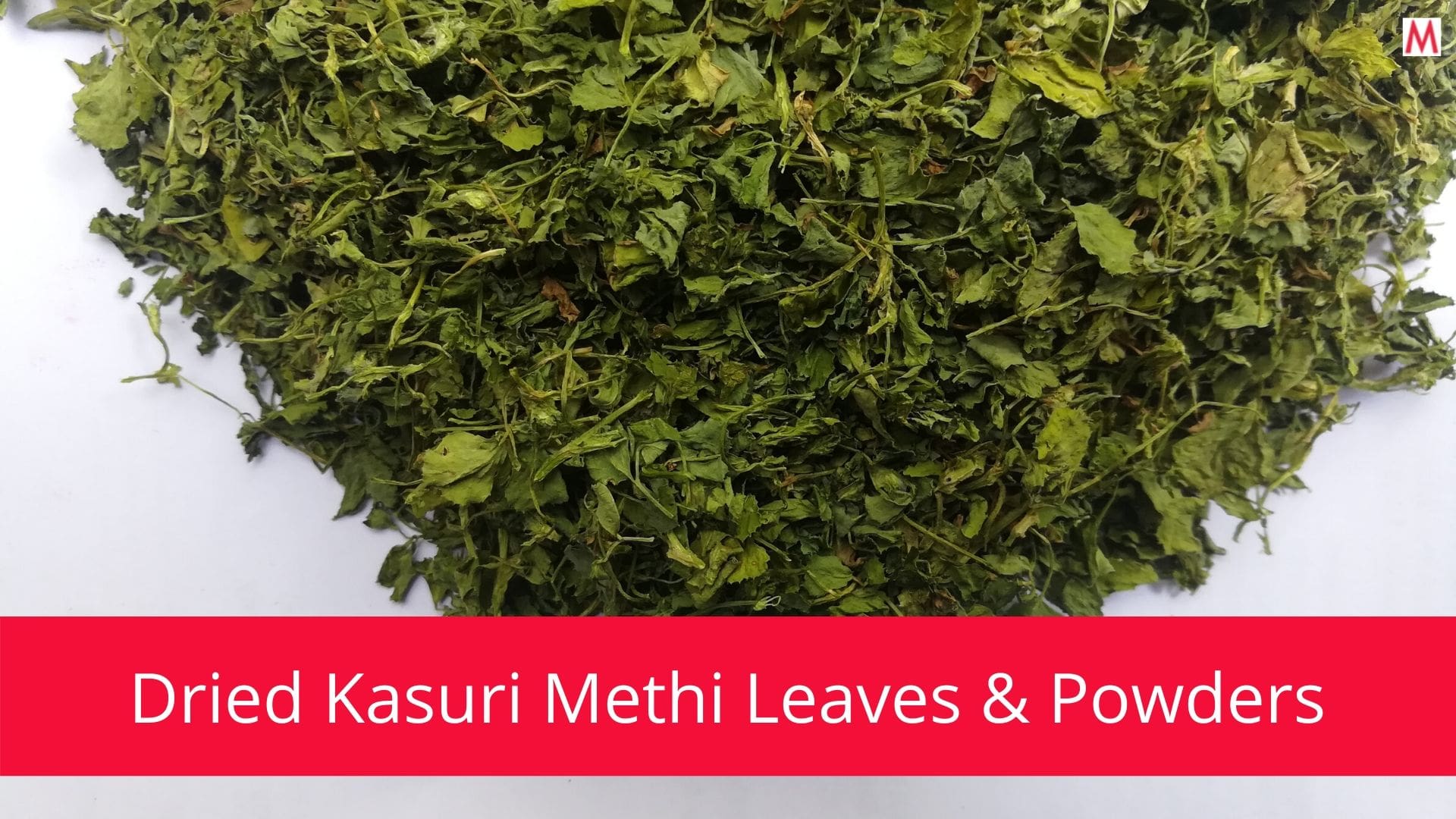 green coloured kasuri methi leaves in dried form